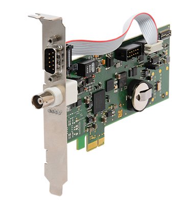 Reception of IRIG-A/B or AFNOR time codes for synchronization of computers and networks in PCI Express form factor, can be used in both low profile and regular PCIe slots